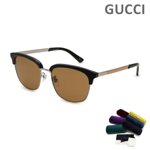 NEW GUCCI BLACK BROWN GUCCI SUNGLASSES GG0697S 005 UNISEX GUCCI EYEWEAR - Picture 2 of 8